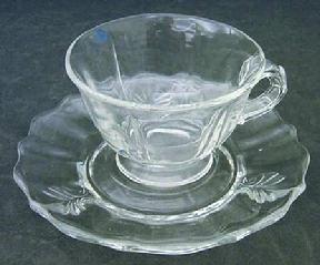 Baroque Footed Cup And Saucer in the Baroque-Clear pattern by Fostoria 