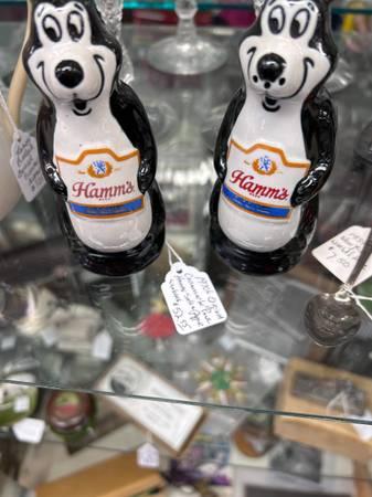 West Saint Paul Antiques - VINTAGE CERAMIC HAMMS BEER SALT AND PEPPER SHAKERS - $53