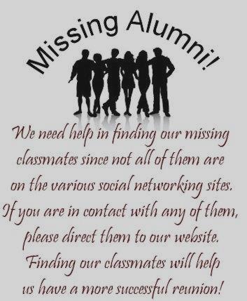 Click Here ~ We are looking for over 200 Missing Classmates ~ Our 45th Reunion is Auqust 27th, 2011