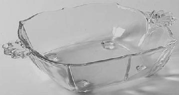 Fostoria Baroque Square Handled Sweetmeet in the Baroque-Clear pattern by Fostoria