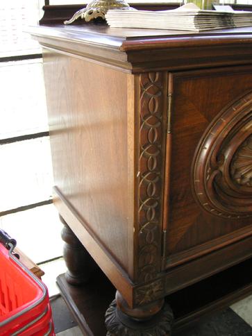 A circa 1920's walnut Buffet from H.E. Shaw Furniture Co. Manufacturers from Grand Rapids, Michigan.