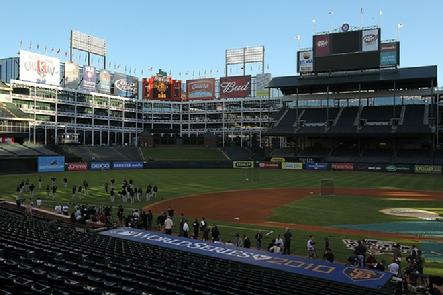 ARLINGTON, TX - OCTOBER 29: The San Francisco Giants during a team workout for the 2010 World Series at Rangers Ballpark in Arlington on October 29, 2010 in Arlington, Texas... 