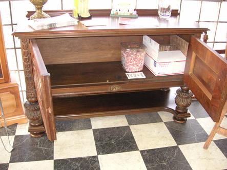 A circa 1920's walnut Buffet from H.E. Shaw Furniture Co. Manufacturers from Grand Rapids, Michigan.