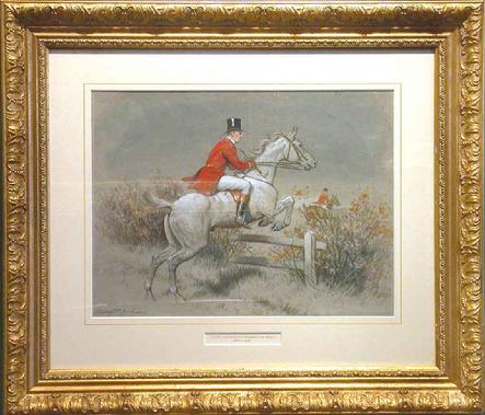 Title: On the Hunt - Medium: Watercolor 14" x 10"  John Alexander Harrington Bird was born in England in 1846. He was a painter of sporting and genre scenes and worked in both mediums of oils and watercolors. He studied at the Royal Academy Schools and began exhibiting at the Royal Academy in 1870 and continued to do so until 1893.Some of his paintings exhibited at the Royal Academy were The Horsepond, 1870 and Rival, 1893. Bird also exhibited at the Suffolk Street and elsewhere. In 1877, he immigrated to Montreal to assume the post of Director of the Montreal School of Art.  He died in 1936.