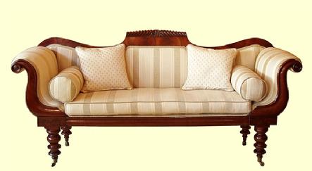 Victorian mahogany scroll end sofa