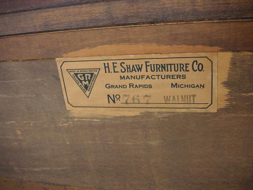 A circa 1920's walnut Buffet from H.E. Shaw Furniture Co. Manufacturers from Grand Rapids, Michigan.
