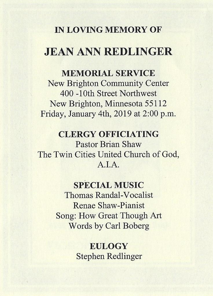 Jean Ann Redlinger