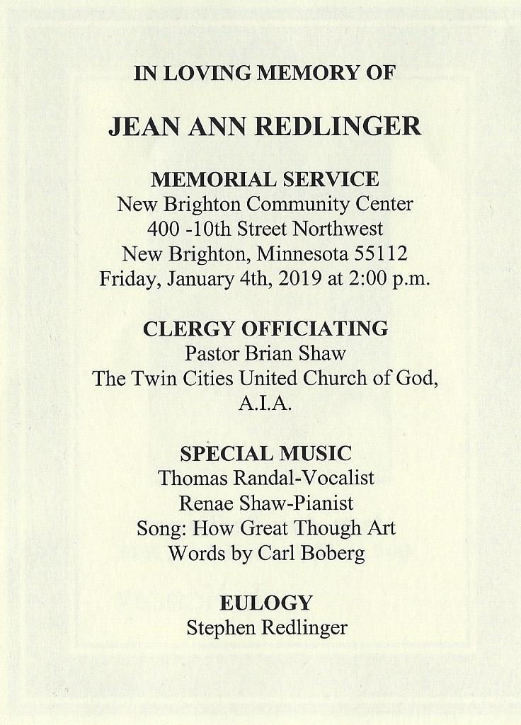 Jean Ann Redlinger